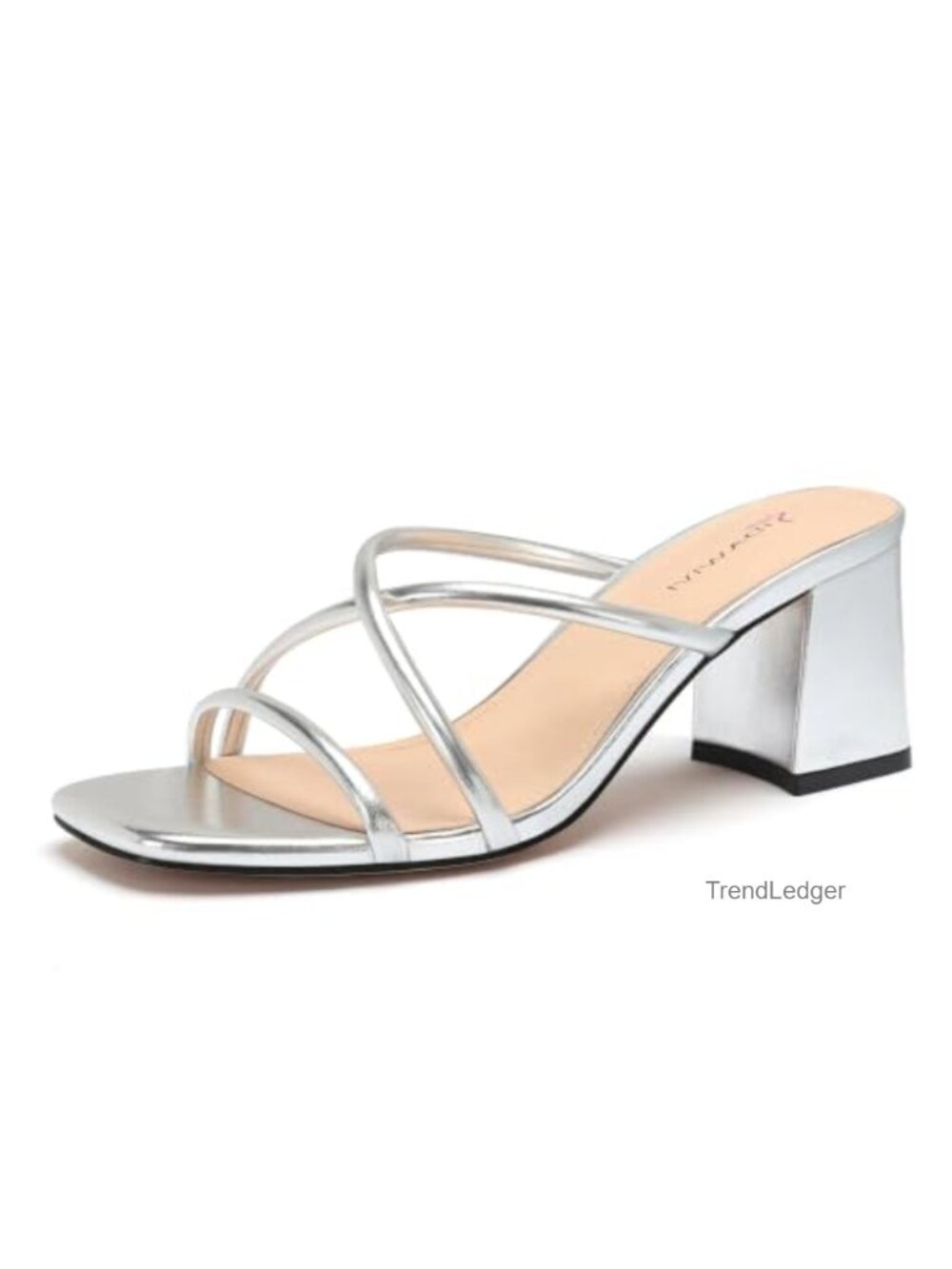 Strappy Heeled Sandals Square Open Toe Low Chunky Block Heel Slip On